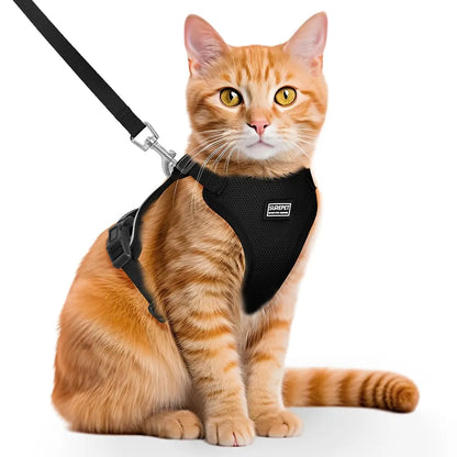 Cat Harness and Leash Set, Adjustable Soft Anti-Escape Vest with Reflective Straps and Breathable Design, Easy-Control Safety Walking Harness for Cats