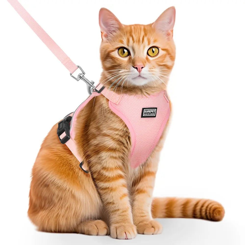 Cat Harness and Leash Set, Adjustable Soft Anti-Escape Vest with Reflective Straps and Breathable Design, Easy-Control Safety Walking Harness for Cats